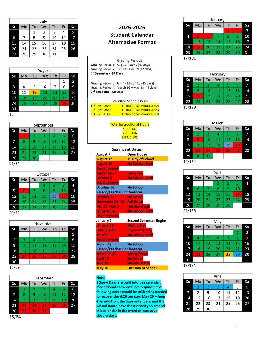 20252026 Student Calendar Released